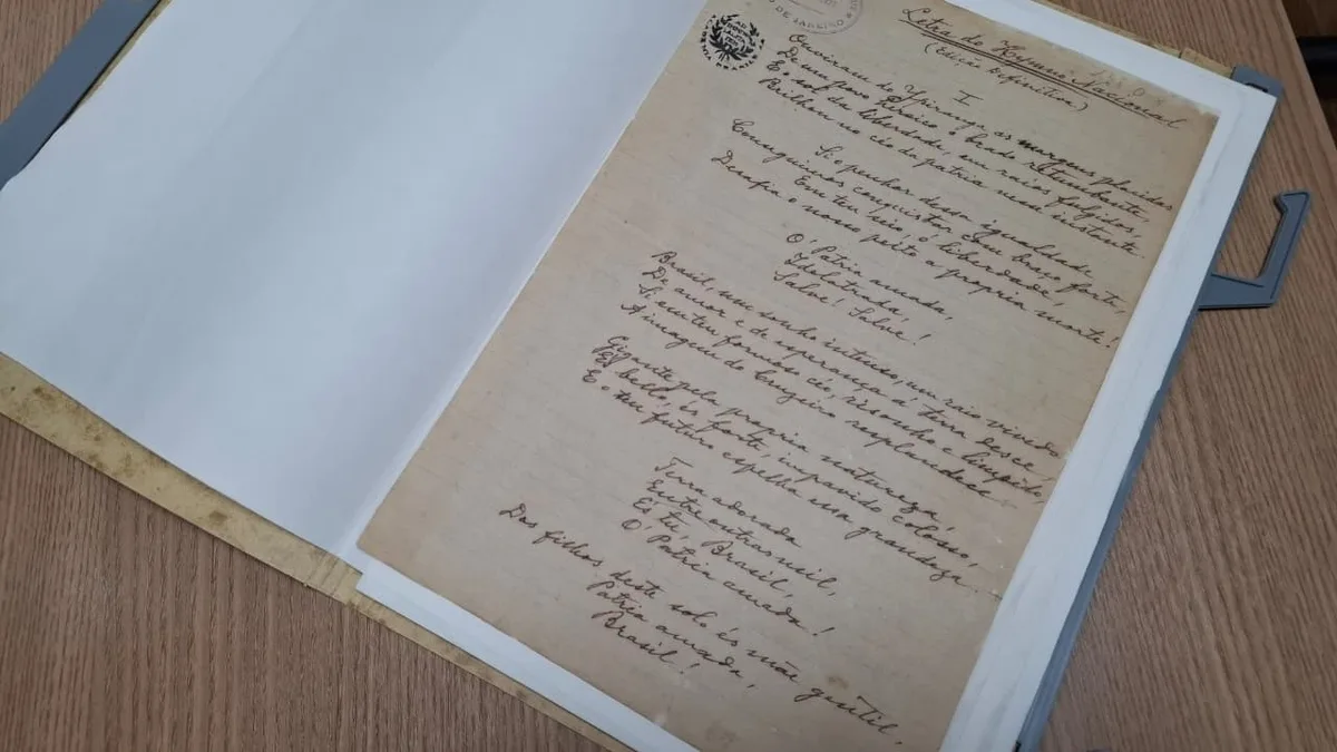 Manuscrito e partitura do Hino Nacional recebem conservação especial no Rio