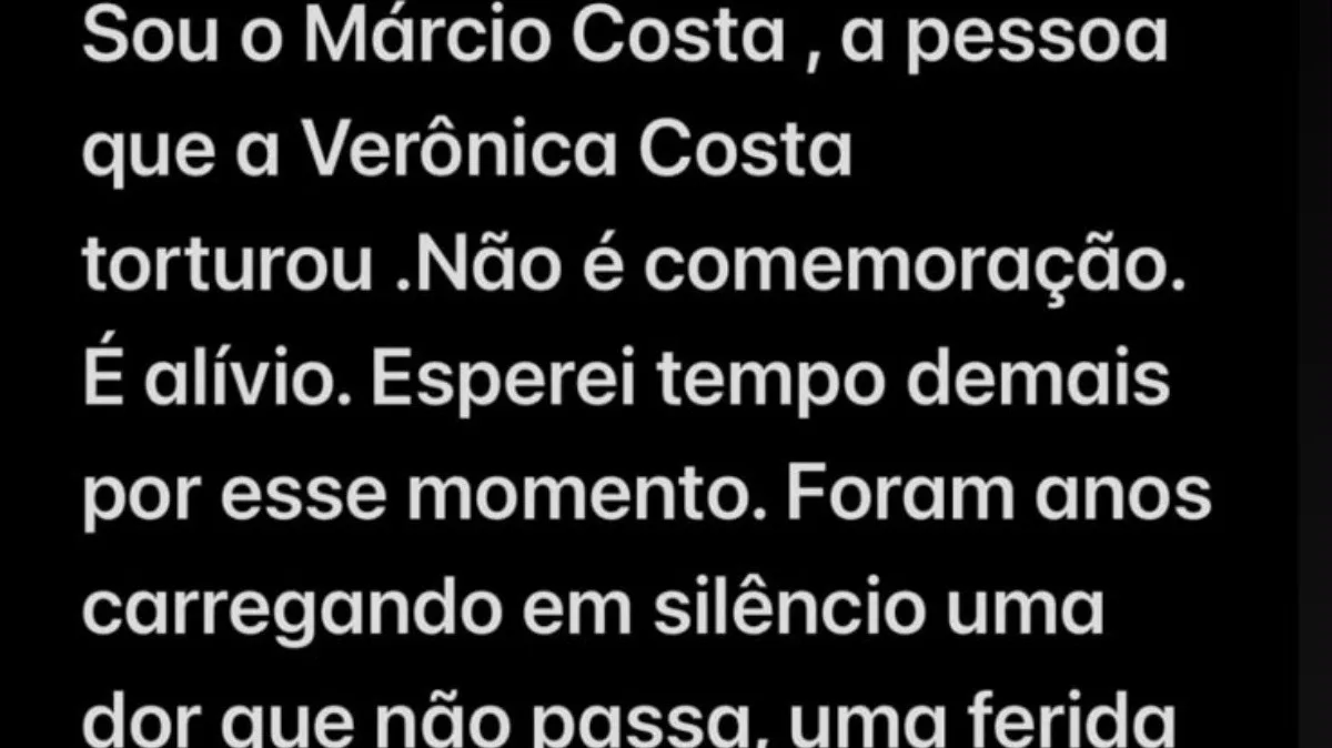 Ex-marido diz sentir alívio após prisão de Verônica Costa por tortura