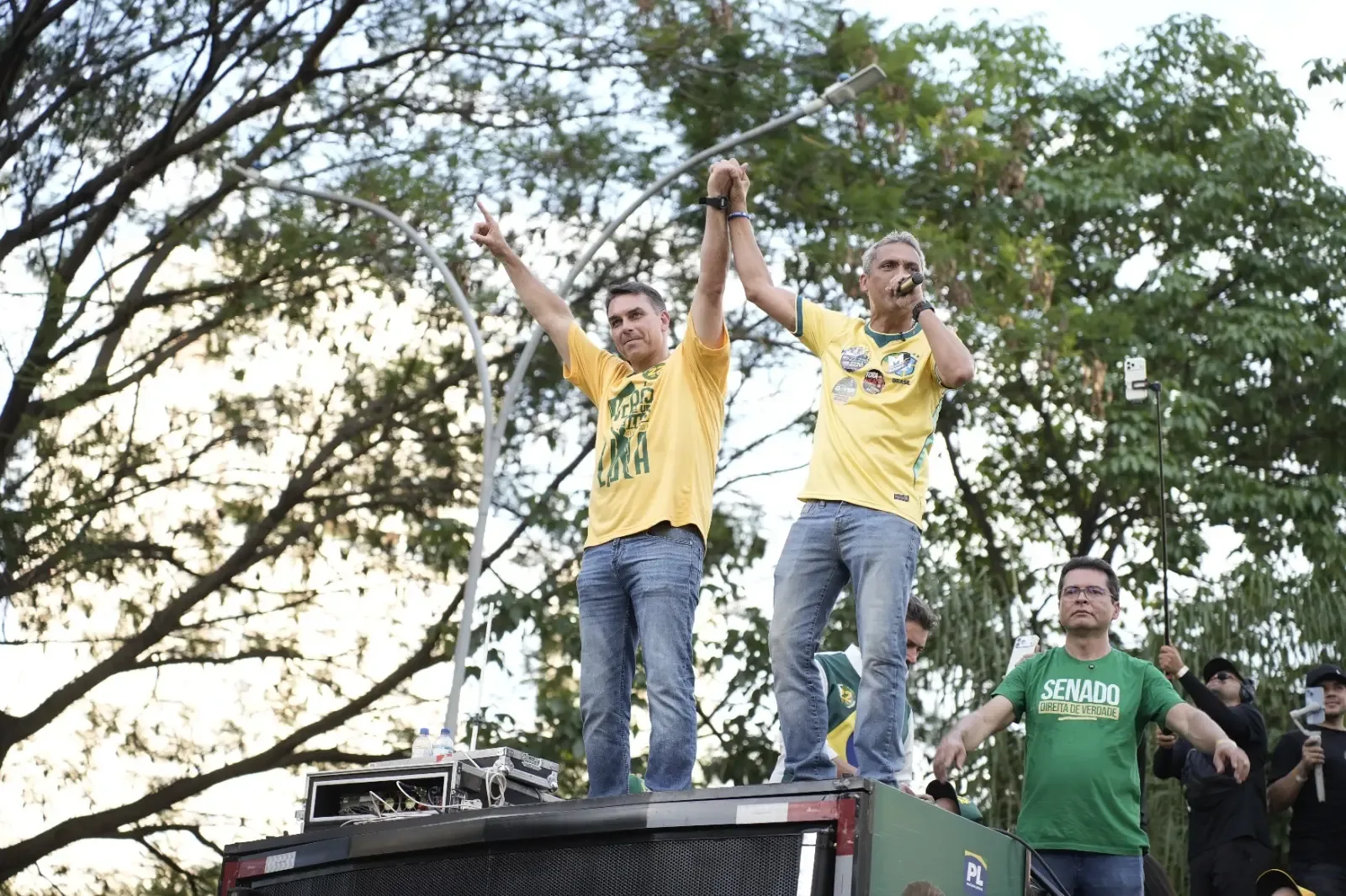 Gustavo Gayer pede maioria de direita no Senado durante ato em Goiânia